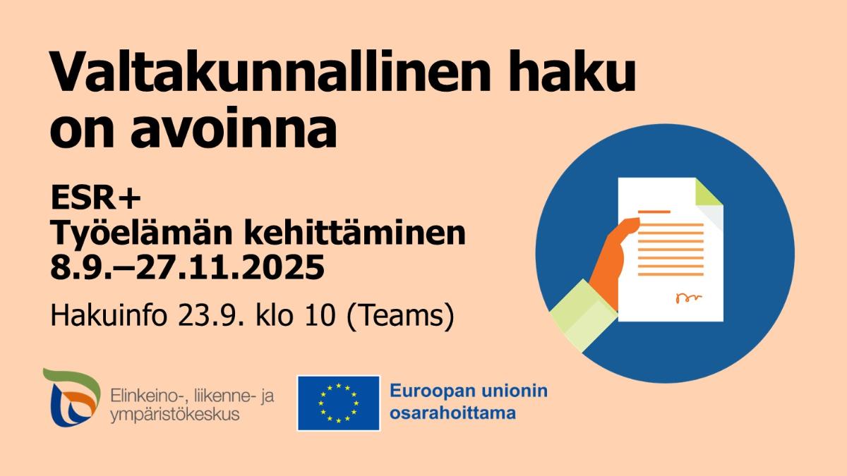 Ilmoituskuvassa ELY-keskuksen ja EU osarahoittama -logot sekä tekstiä.