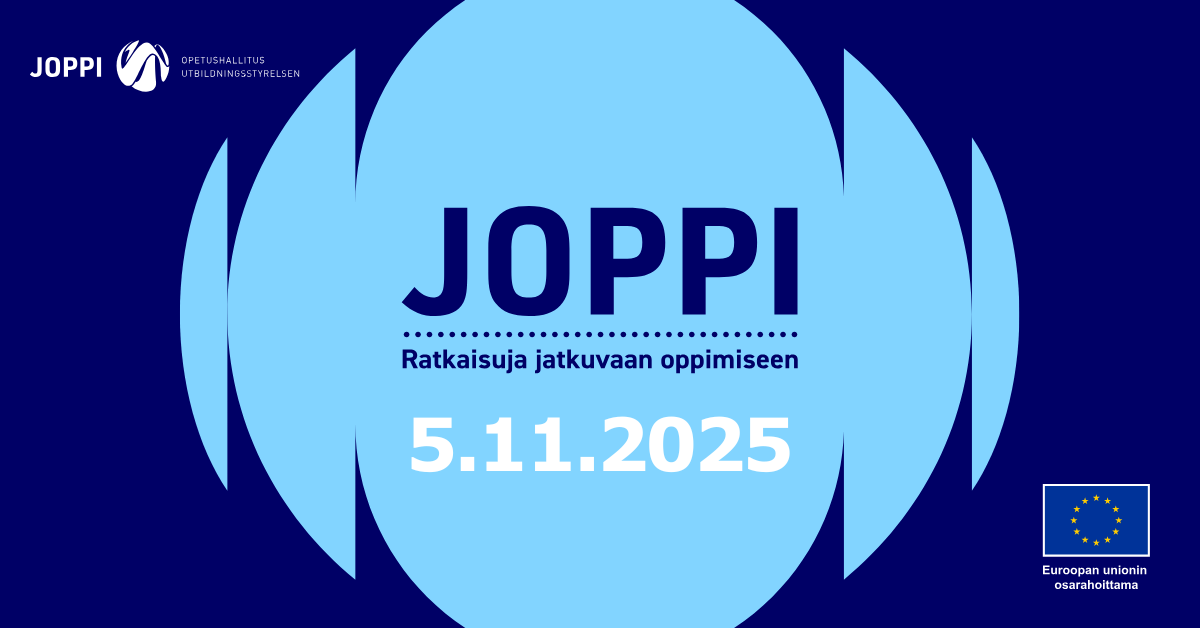 JOPPI-seminaarin kuva, jossa opetushallituksen ja EU-osarahoittama -logot.