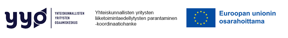 YYO, Yhteiskunnallisten yritysten liiketoimintaedellytysten parantaminen -koordinaatiohanke, Euroopan unionin osarahoittama -logot.