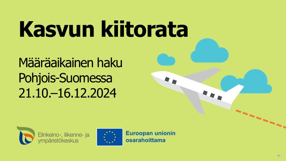 EU-rahoitus ilmoituskuva, ELY-keskuksen ja Euroopan unionin osarahoittama -logot.