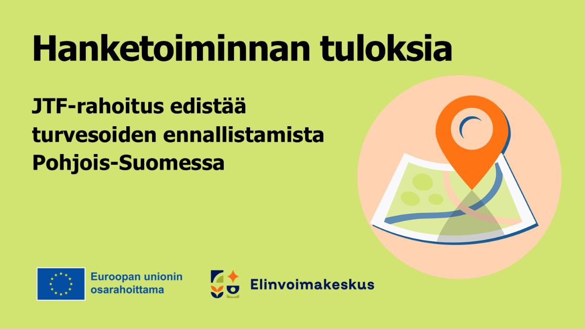 Hanketoiminnan tuloksia -kuvituskuva, Euroopan unionin osarahoittama ja elinvoimakeskus -logot.