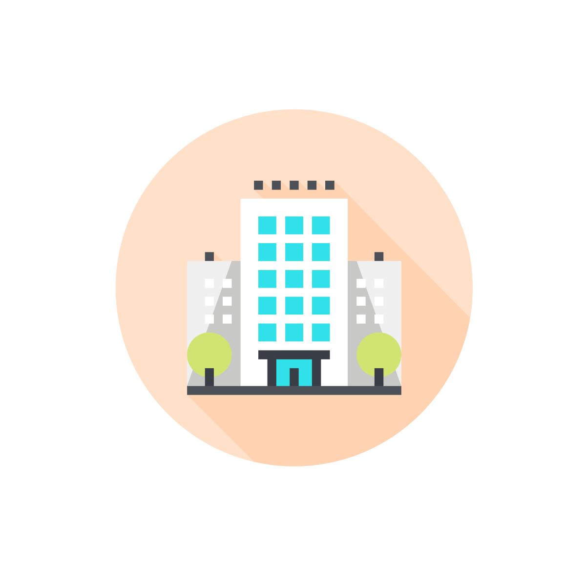 Kuvituskuva, jossa piirretty kerrostalo.