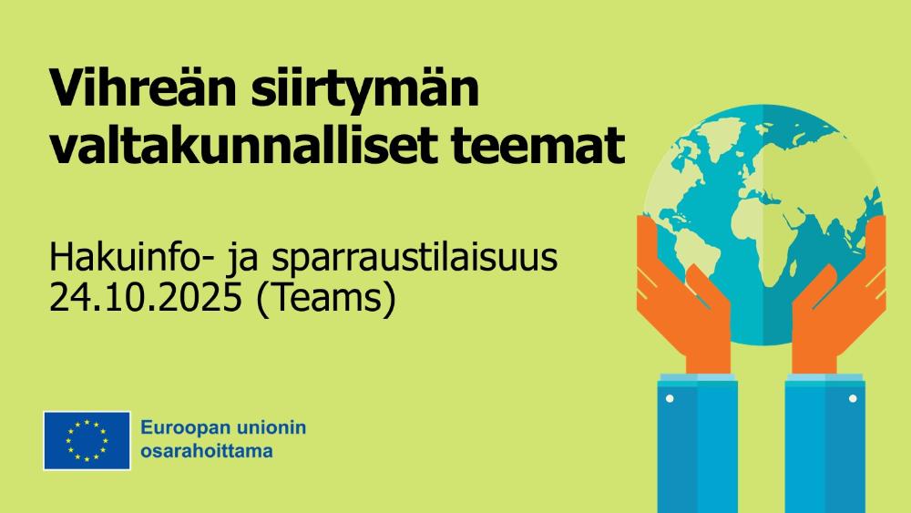 Vihreän siirtymän valtakunnallisten teemojen sparraustilaisuus Vihreän siirtymän valtakunnallisten teemojen sparraustilaisuus