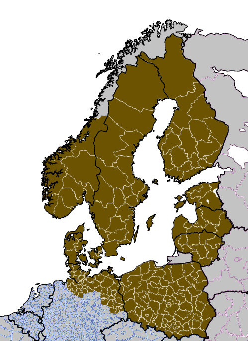 Karttakuva Interreg Baltic Sea Region ohjelma-alueesta
